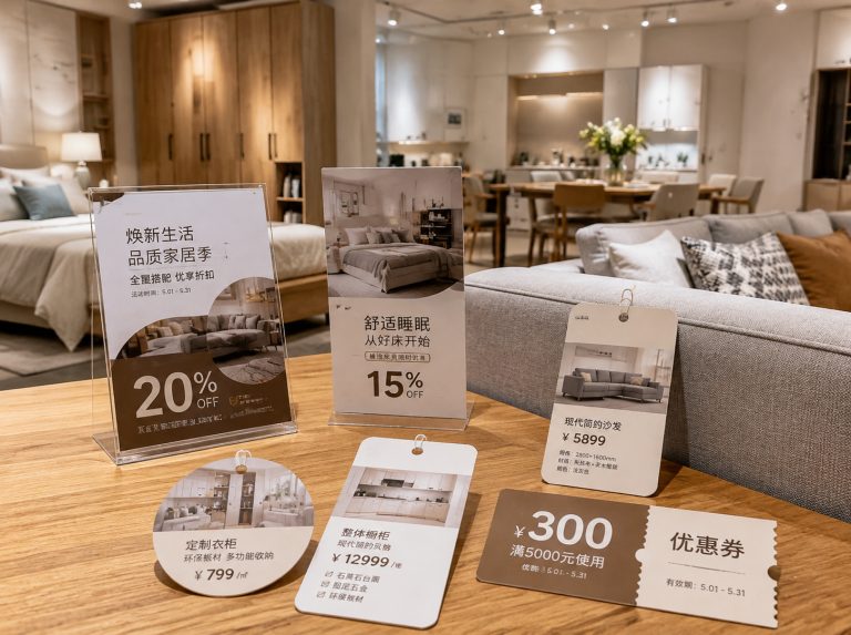 牡丹江家具门店单页海报与吊牌